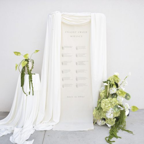 Plan stołów na tkaninie 180×80  Pistacjowe Wzgórze  ,,UKŁON NATURY''