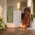 Tablica ze zdjęciem+tablica powitalna +plan stołów z listą gości + postument  Zestaw tablic ślubnych Pistacjowy Szept